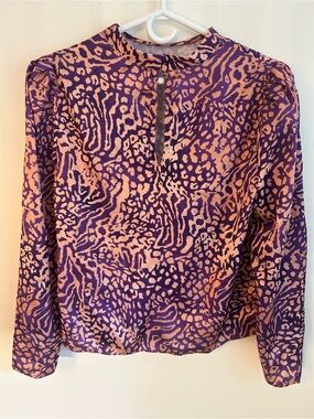 SAYLOR Purple and Peach Animal-Print Long Sleeve Top